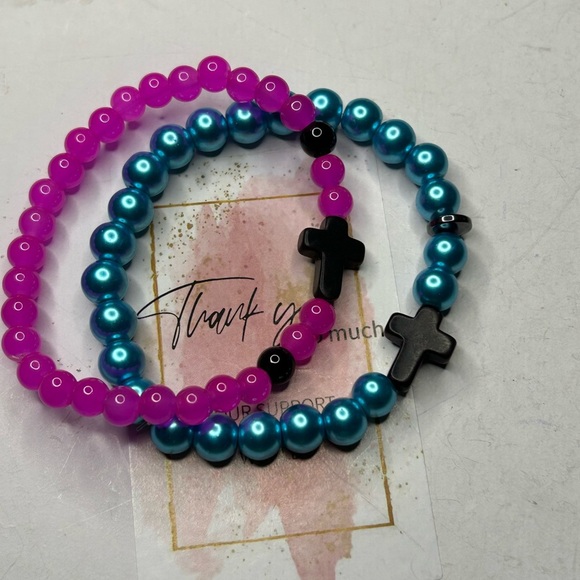 Purple & Blue Cross Bracelets - Picture 3 of 3
